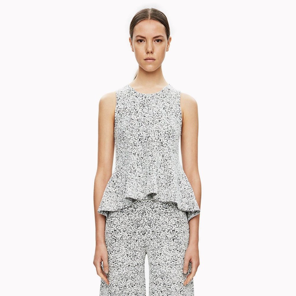 THEORY Colisha Sleeveless Jacquard Peplum Top